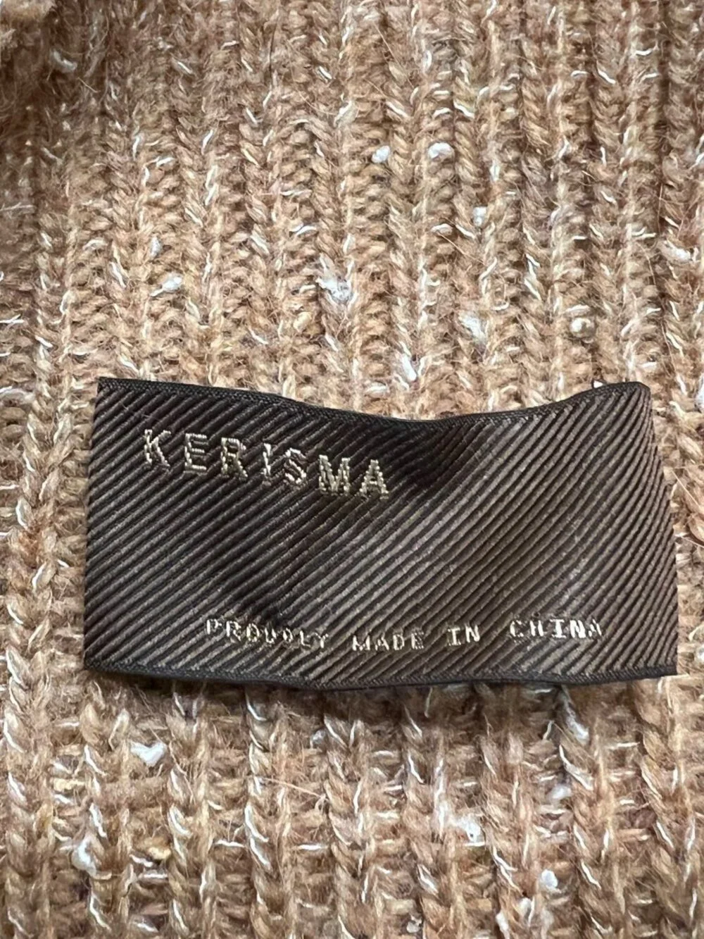 Kerisma Brown Mock Neck Angola Blend Sweater Knit Lace Oversized Soft M/L - Picture 5 of 9